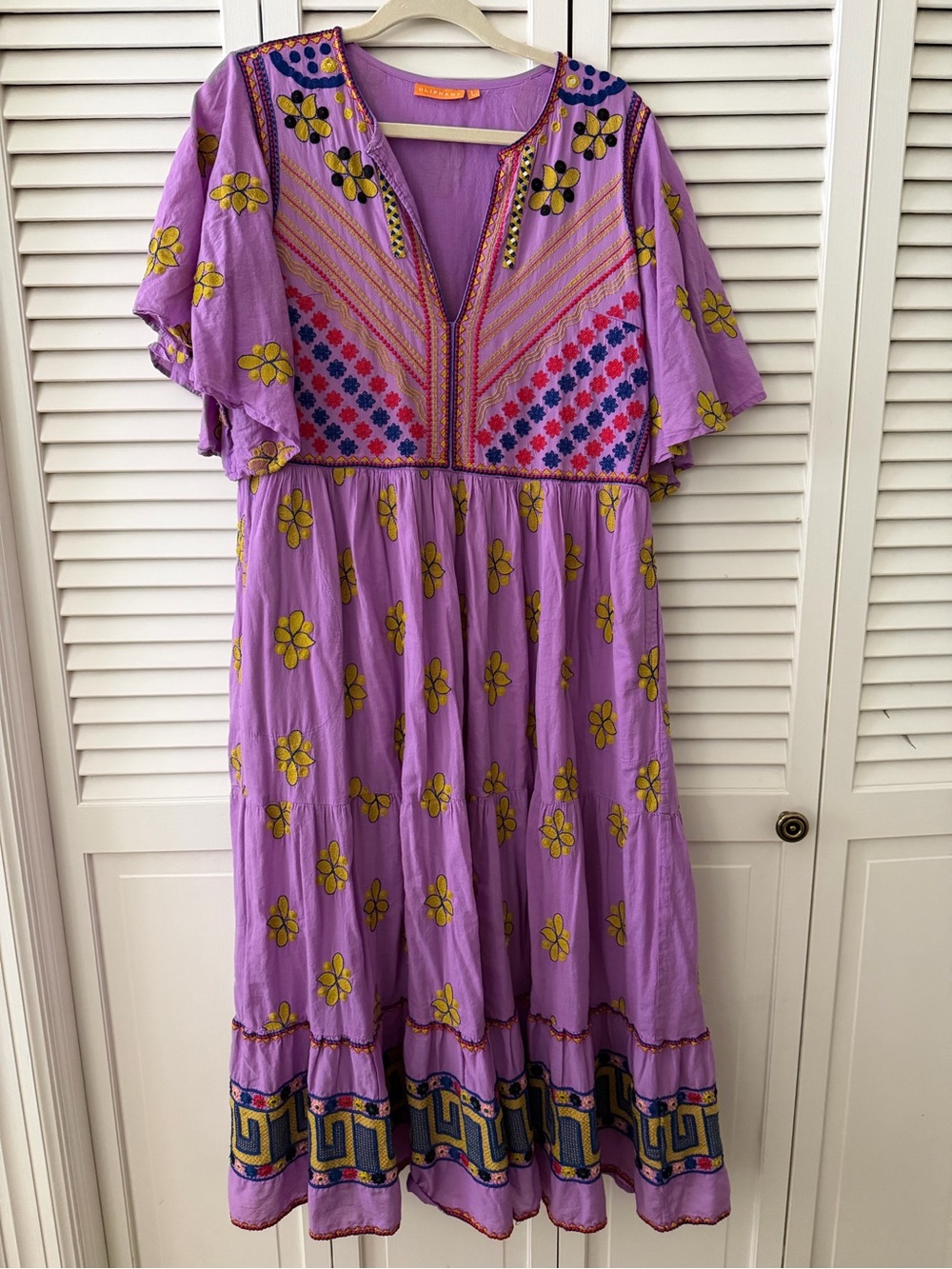 Oliphant Lavender Maxi Dress with Yellow Floral Print